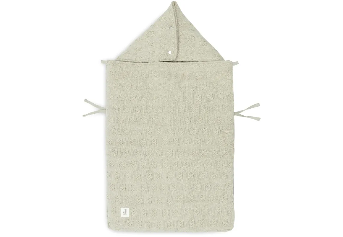 Jollein Voetenzak Groep 0+ Autostoel 3/5 Punts Gordel Grain Knit Olive Green