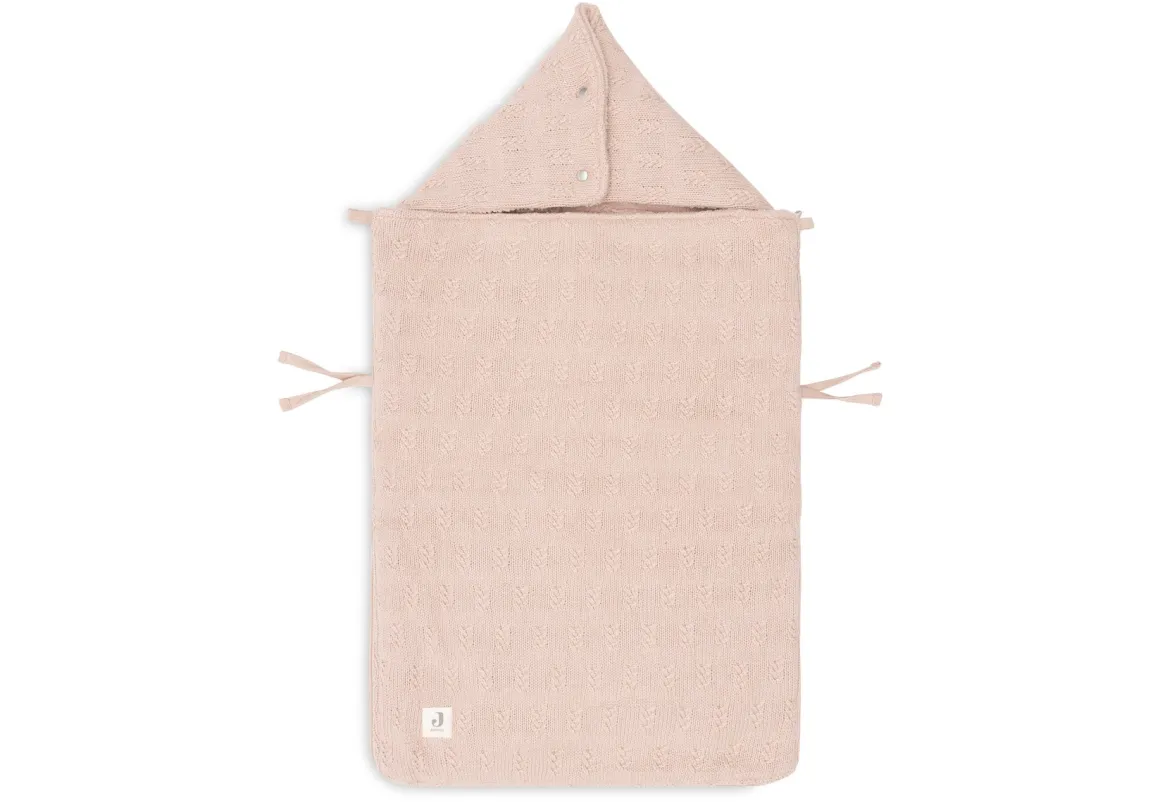 Jollein Voetenzak Groep 0+ Autostoel 3/5 Punts Gordel Grain Knit Wild Rose