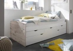 Kajuitbed Nessi Zand Eiken Wit 90 x 200 cm