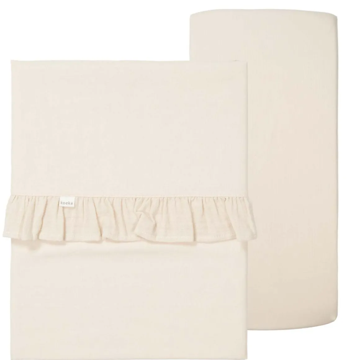 Koeka Ledikantlaken & Hoeslaken Set Ruffle Faro Warm White One Size