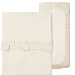 Koeka Ledikantlaken & Hoeslaken Set Ruffle Faro Warm White One Size