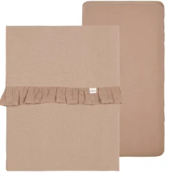 Koeka Ledikantlaken & Hoeslaken Set Ruffle Faro Caffe One Size