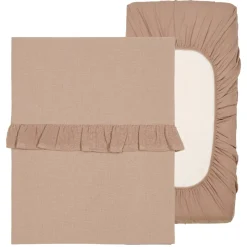 Koeka Ledikantlaken & Hoeslaken Set Ruffle Faro Caffe One Size