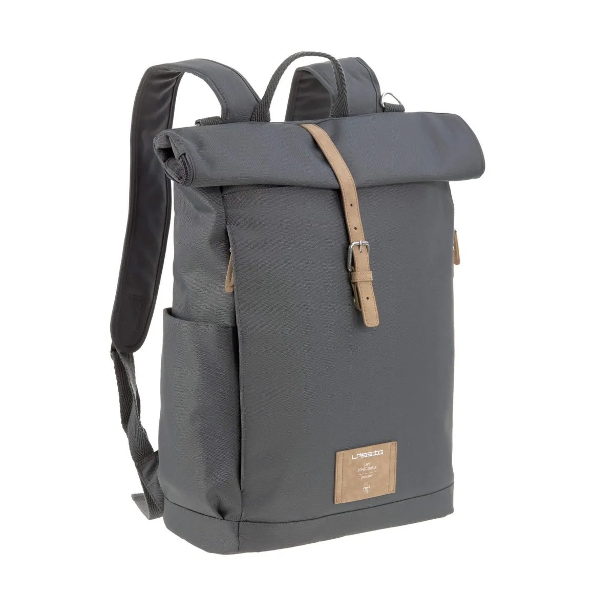 Lassig Backpack Rolltop Antraciet