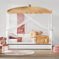 Lifetime Original Eenpersoonshemelbed met Standaard Lattenbodem Whitewash