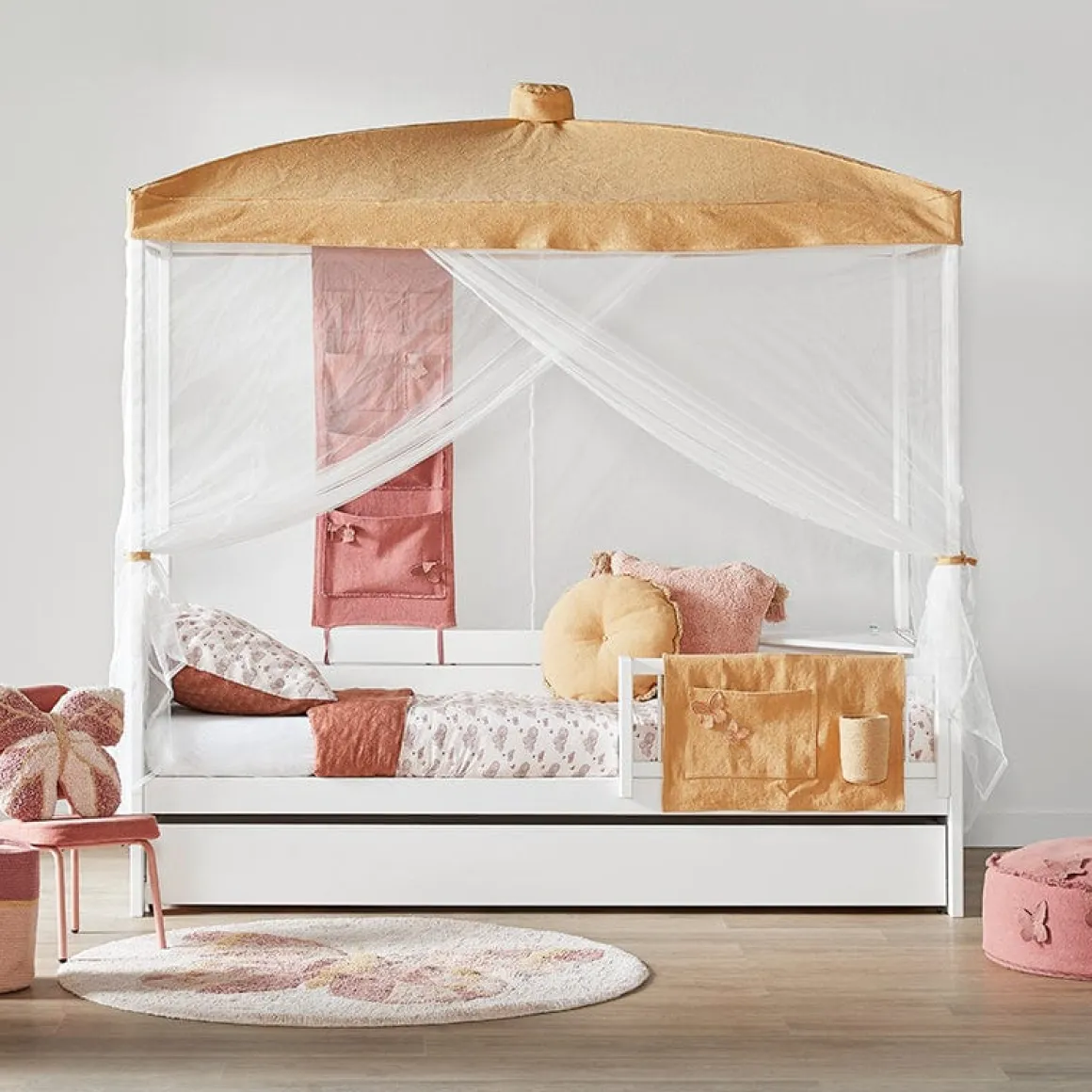 Lifetime Original Eenpersoonshemelbed met Standaard Lattenbodem Whitewash