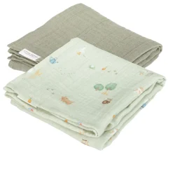 Little Dutch Swaddle Doeken Set Hydrofiel 70x70 Little Farm/Olive