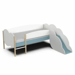 Longane Bed & Glijbaan Mat Wit/Blauw