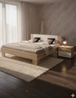 Martina Bed 160x200 + Nachtkastje Eiken Wit