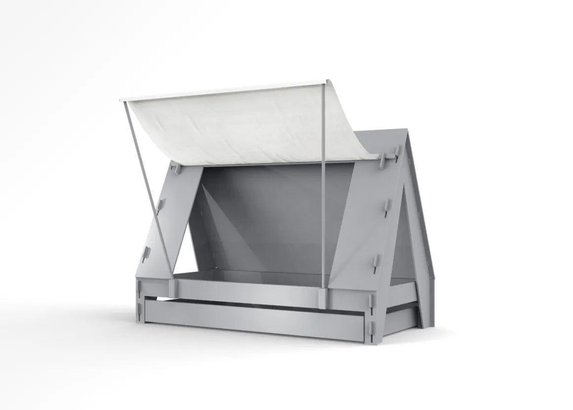 Mathy by Bols Tentbed met Slaaplade Cement Grijs 90 x 200 cm