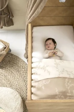 Meyco Baby Branches Ledikant Deken Geweven Sand 100x150 cm