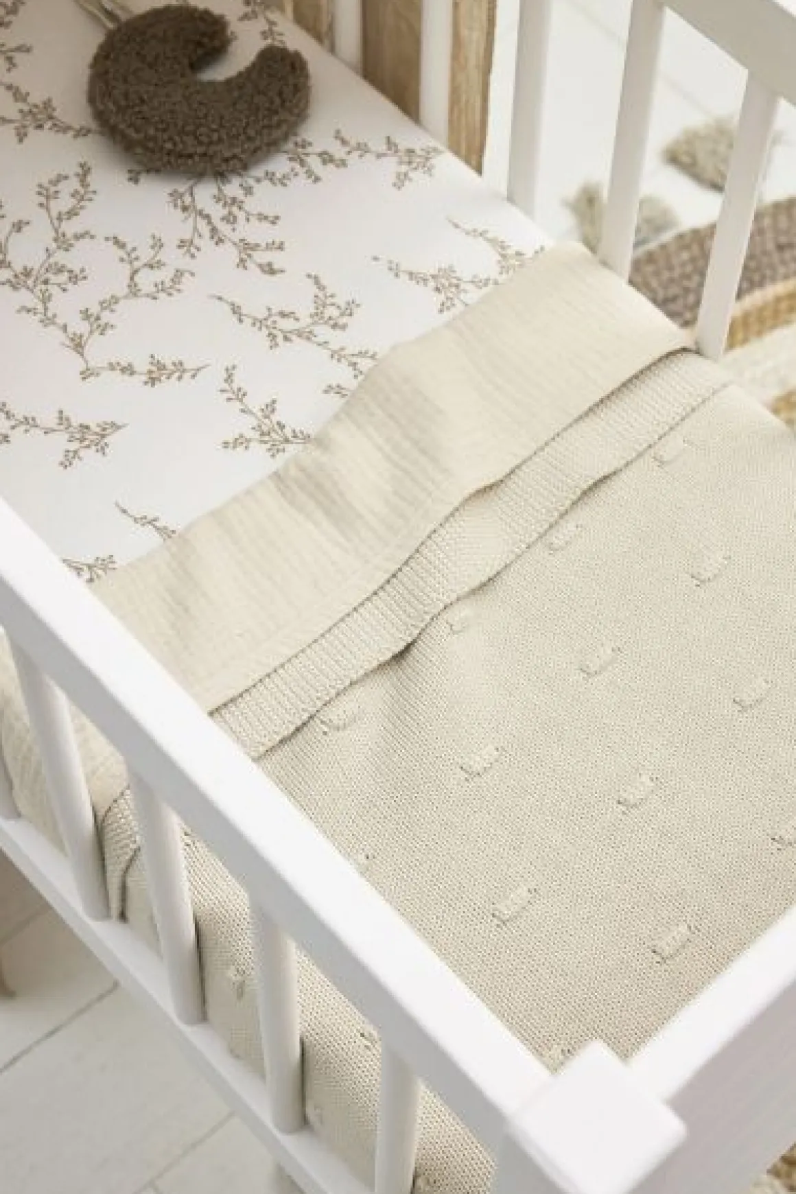 Meyco Baby Knots Ledikant Deken Soft Sand 100x150 cm