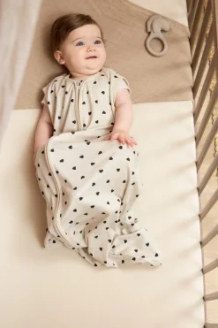 Meyco Baby Sweet Heart Zomerslaapzak Soft Sand/Black 70 cm