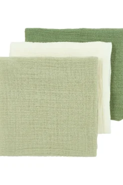 Meyco Baby Uni Hydrofiele Doeken 3-pack Natural/Soft Olive/Olive Green 70x70cm