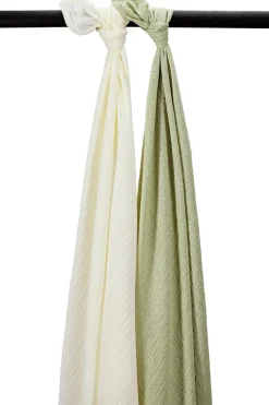 Meyco Baby Uni Hydrofiele Swaddles 2-Pack Natural/Soft Olive 120x120cm