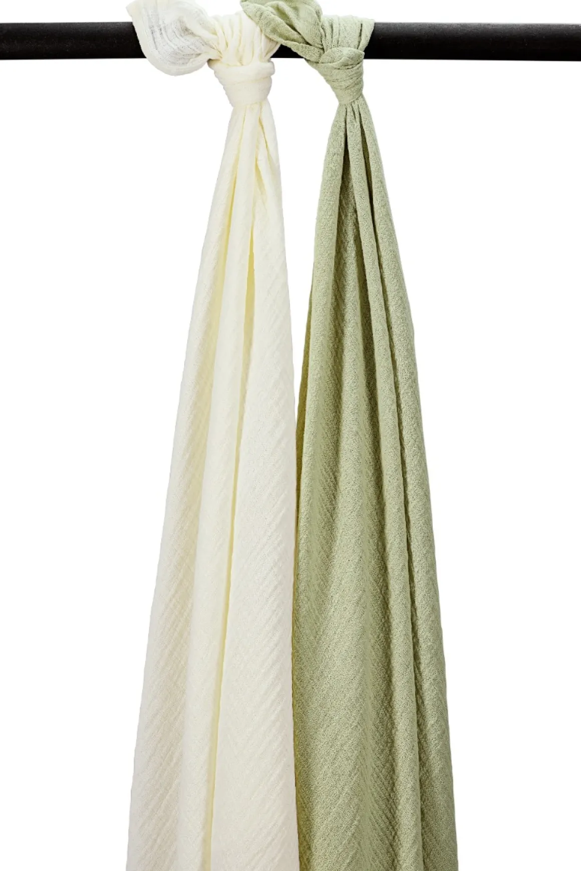 Meyco Baby Uni Hydrofiele Swaddles 2-Pack Natural/Soft Olive 120x120cm