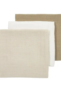 Meyco Baby Uni Hydrofiele Doeken 3-pack Offwhite/Soft Sand/Taupe - 70x70cm