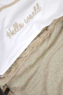 Meyco Wiegdeken Teddy Knit Basic Sand Melange 75x100cm