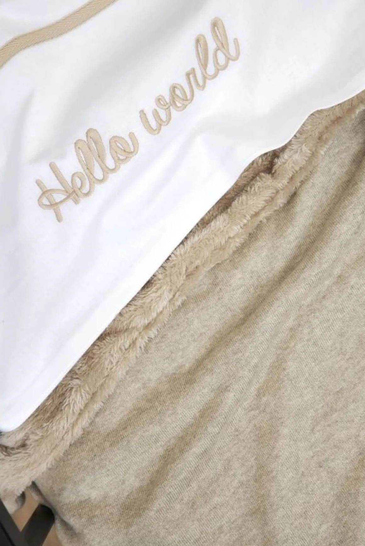 Meyco Wiegdeken Teddy Knit Basic Sand Melange 75x100cm