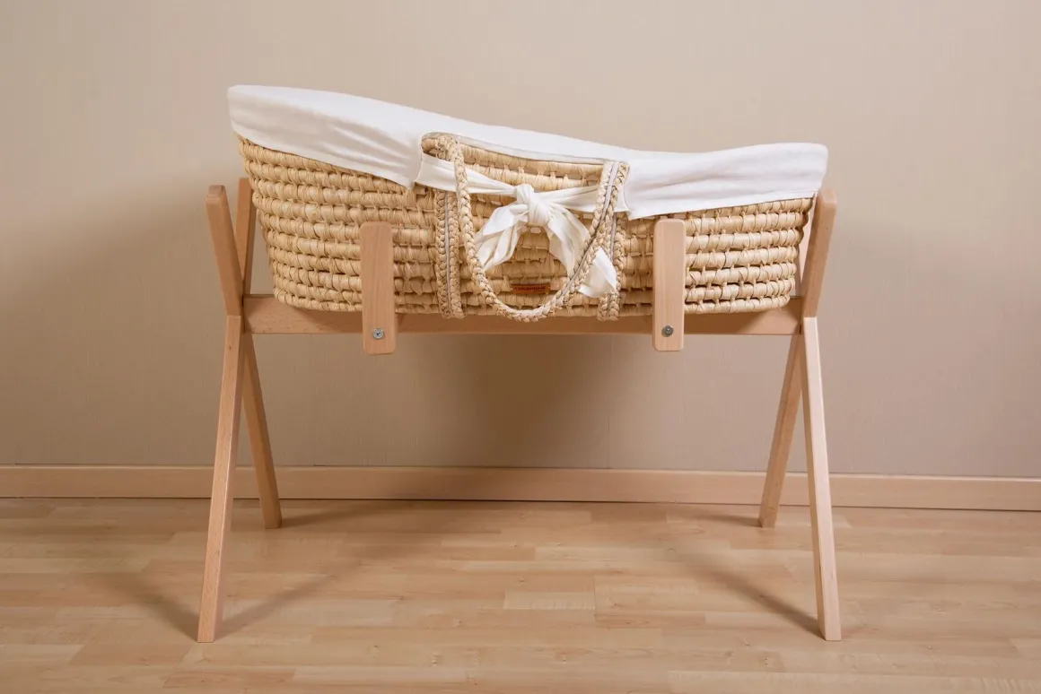 Moses Mand Naturel + Matras + Jersey Hoes Marin