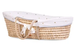 Moses Mand Naturel + Matras + Jersey Hoes Goud Stippen