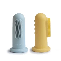 Mushie Baby Tandenborstel Powder Blue/Pale Daffodil