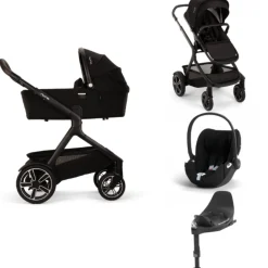 Nuna Kinderwagen 3 in 1 DEMI™ next Caviar + Autostoel Cloud T I Size + Cybex Draaibare Base T