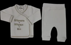 Petit Villain Kleding Setje 50% Mama 50% Papa Ecru 2-Delig