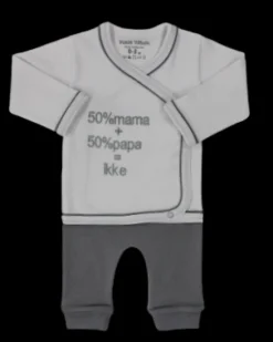 Petit Villain Kleding Setje 50% Mama 50% Papa Wit/Grijs 2-Delig