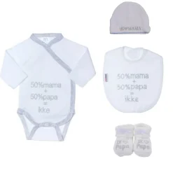 Petit Villain Kleding Set 50% Mama 50% Papa 4-Delig