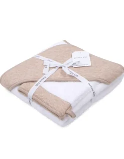 Poetree Kids Badcape & Washandje Chevron Light Camel