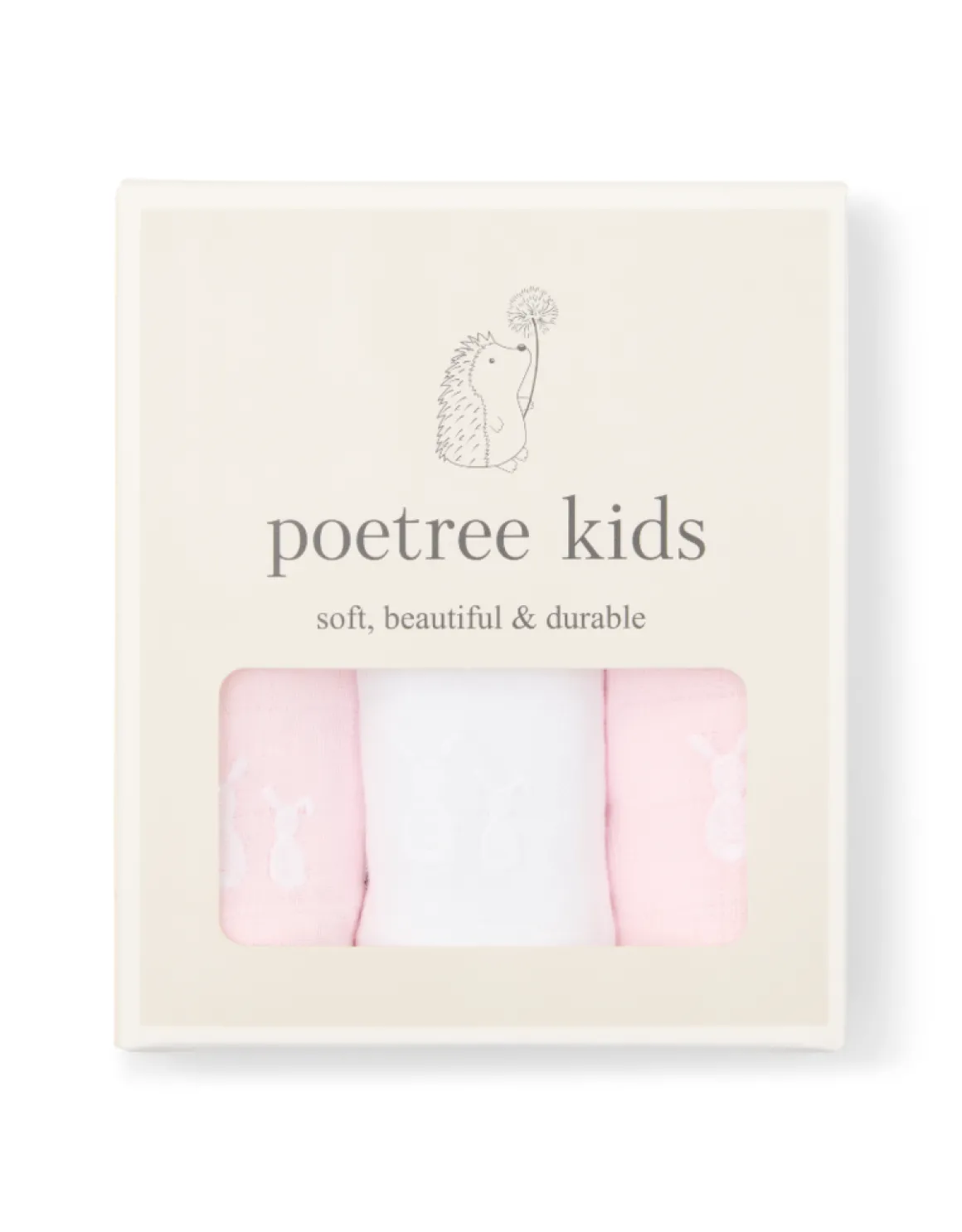 Poetree Kids Tetra Hydrofiele Doekjes Licht Roze & Wit 60x60cm