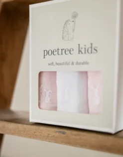 Poetree Kids Tetra Hydrofiele Doekjes Licht Roze & Wit 60x60cm