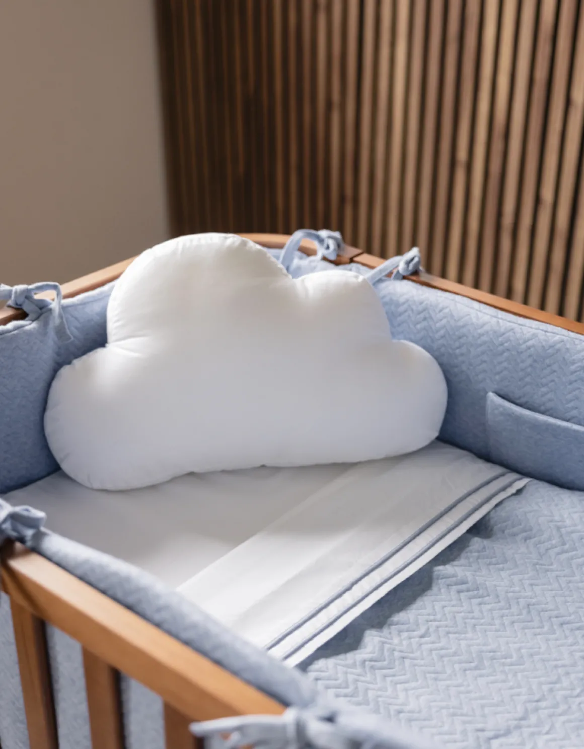 Poetree Kids Wieg Laken Chevron Denim Blue (80x100cm)