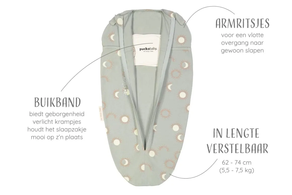 Puckababy Inbakerslaapzak - Mini 3/6 M - Cotton Eclipse Clay