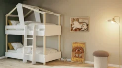 Stapelbed Timber 90x200 cm Mat Wit/Massief Den