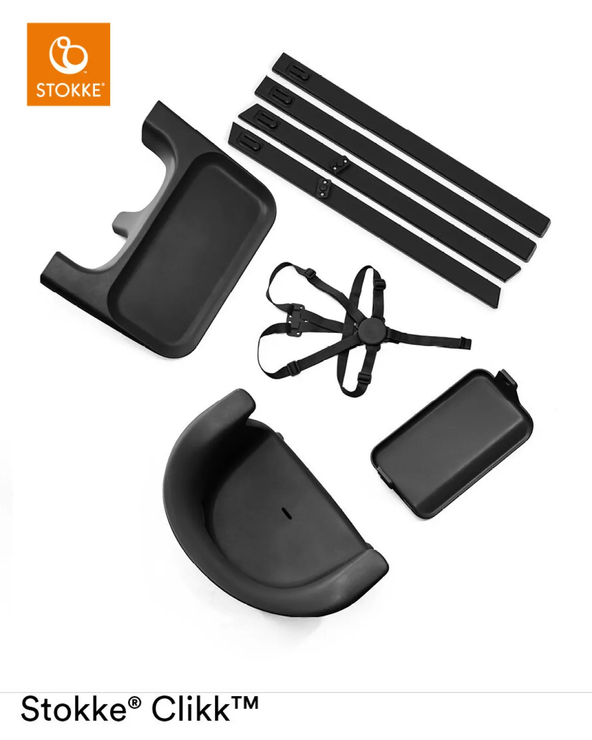 Stokke® Clikk™ Kinderstoel Midnight Black + Reistas