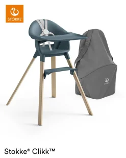 Stokke® Clikk™ Kinderstoel Fjord Blue + Reistas