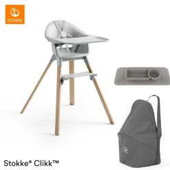 Stokke® Clikk™ Kinderstoel Cloud Grey + Reistas