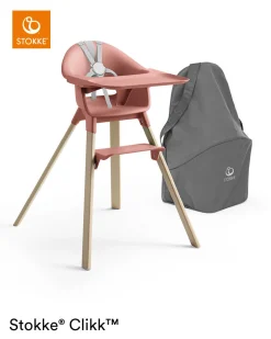 Stokke® Clikk™ Kinderstoel Sunny Coral + Reistas
