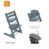 Stokke® Kinderstoel Tripp Trapp® Fjord Blue + Newborn Set™ Anthracite + Baby Set™ Fjord Blue + Tray™
