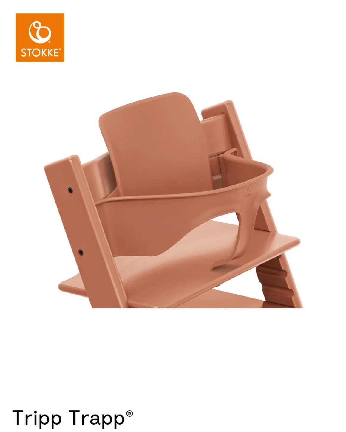 Stokke® Kinderstoel Tripp Trapp® Terracotta + Baby Set + Tray White