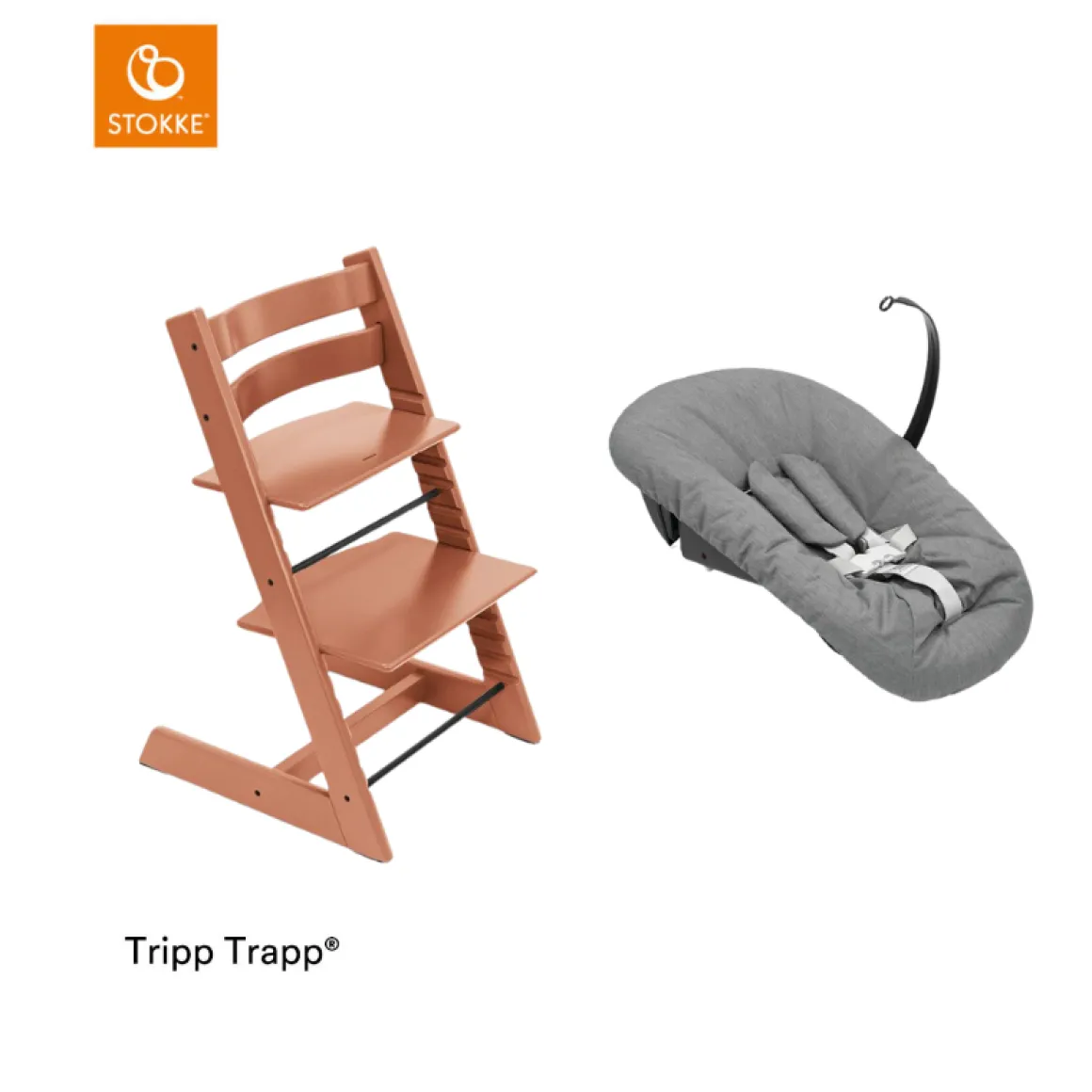 Stokke® Kinderstoel Tripp Trapp® Terracotta + Anthracite Newborn Set