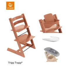 Stokke® Kinderstoel Tripp Trapp® Terracotta + Newborn Set™ + Baby Set™ Terracotta + Tray™