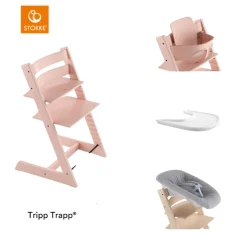 Stokke® Kinderstoel Tripp Trapp® Serene Pink + Newborn Set™ + Baby Set™ Serene Pink + Tray™