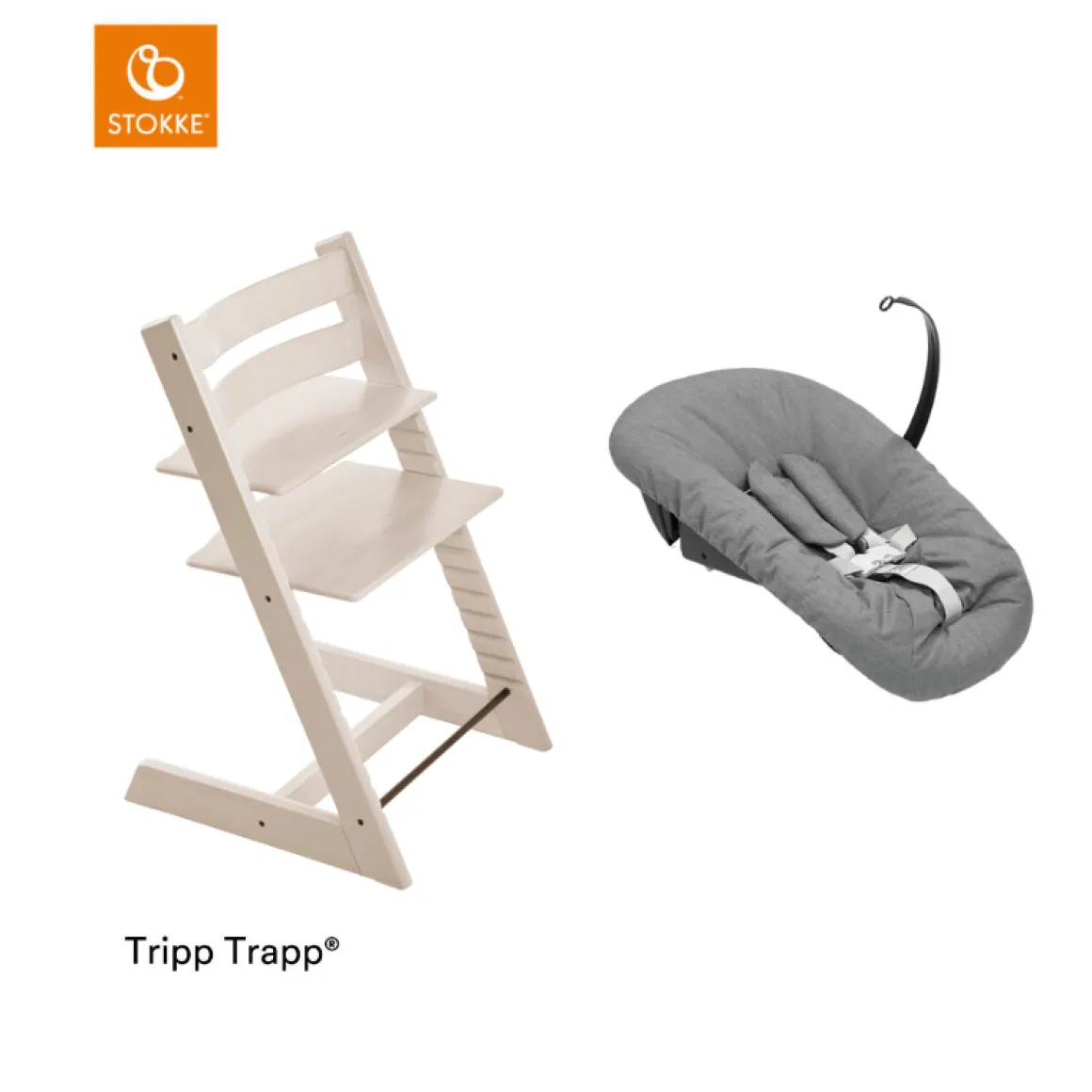 Stokke® Kinderstoel Tripp Trapp® Whitewash + Anthracite Newborn Set