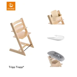 Stokke® Kinderstoel Tripp Trapp® Natural + Newborn Set™ + Baby Set™ Natural + Tray™