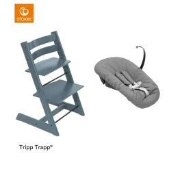Stokke® Kinderstoel Tripp Trapp® Fjord Blue + Anthracite Newborn Set