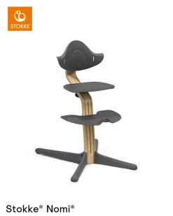 Stokke® Nomi® Chair Oak Anthracite + Stokke® Nomi® Baby Set Grey