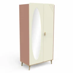 Suzie Kast 2 Deuren + Spiegel Eik/Abricot/Beige